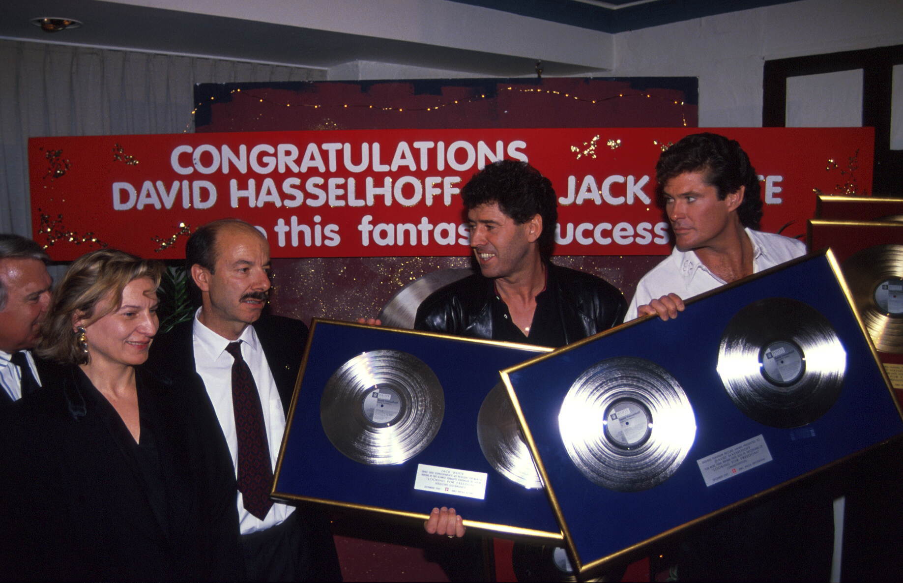 Cornelia Scheel, Name auf Wunsch, Jack White, David Hasselhoff (v.l.n.r.), Goldene Schallplatte, Platine Schallplatte, (Ph...